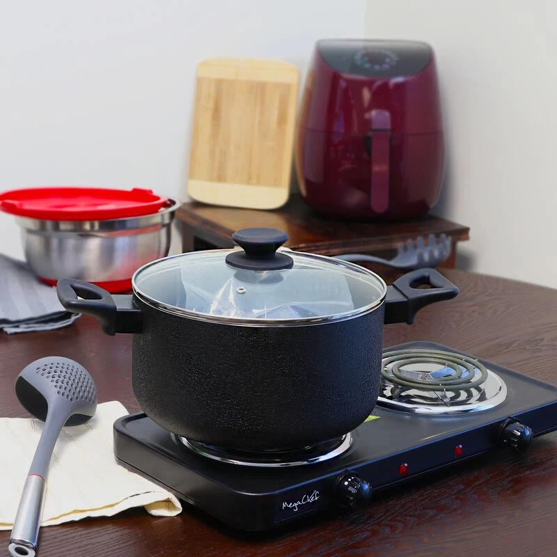 Oster® Oster Ashford 6 Quart Aluminum Dutch Oven With Tempered Glass Lid In Black - Image 4