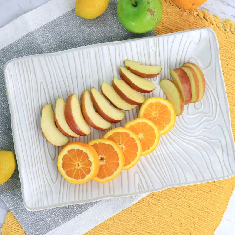 Martha Stewart 14in Stoneware Wood Pattern Serving Plate - Image 5