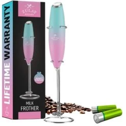 Handheld Electric Milk Frother (Batteries Included) Bubblegum