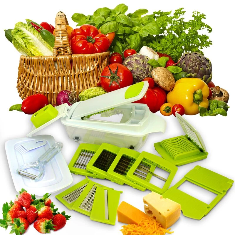 MegaChef 8-in-1 Multi-Use Slicer Dicer And Chopper With Interchangeable Blades, Vegetable And Fruit Peeler And Soft Slicer - Image 3