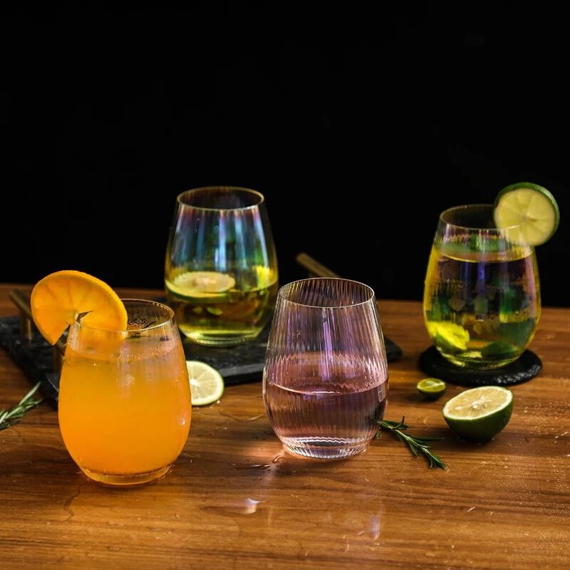 Grassi Iridescent Stemless Wine Glasses Set - Unique Cute Gift Idea Set Of 4 - Image 6
