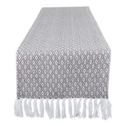 15" X 72" Gray With Diamond Design Rectangular Table Runner