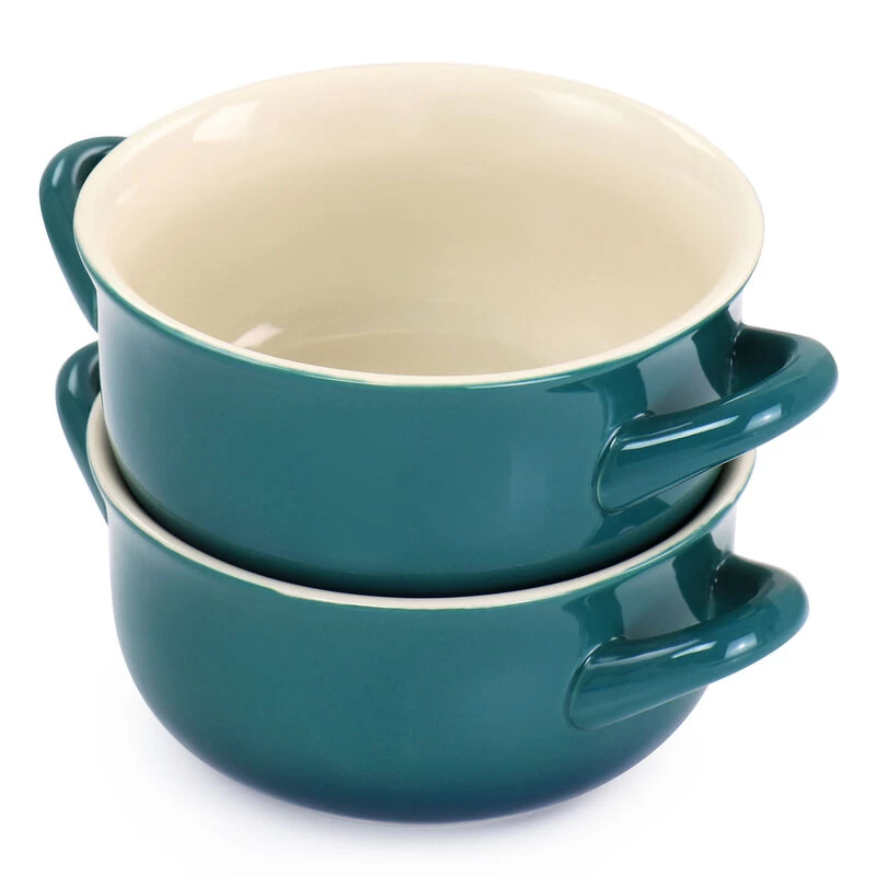 Crock-Pot Crock Pot 2 Piece Stoneware 30oz Soup Bowl Set With Handles In Gradient Teal - Image 3
