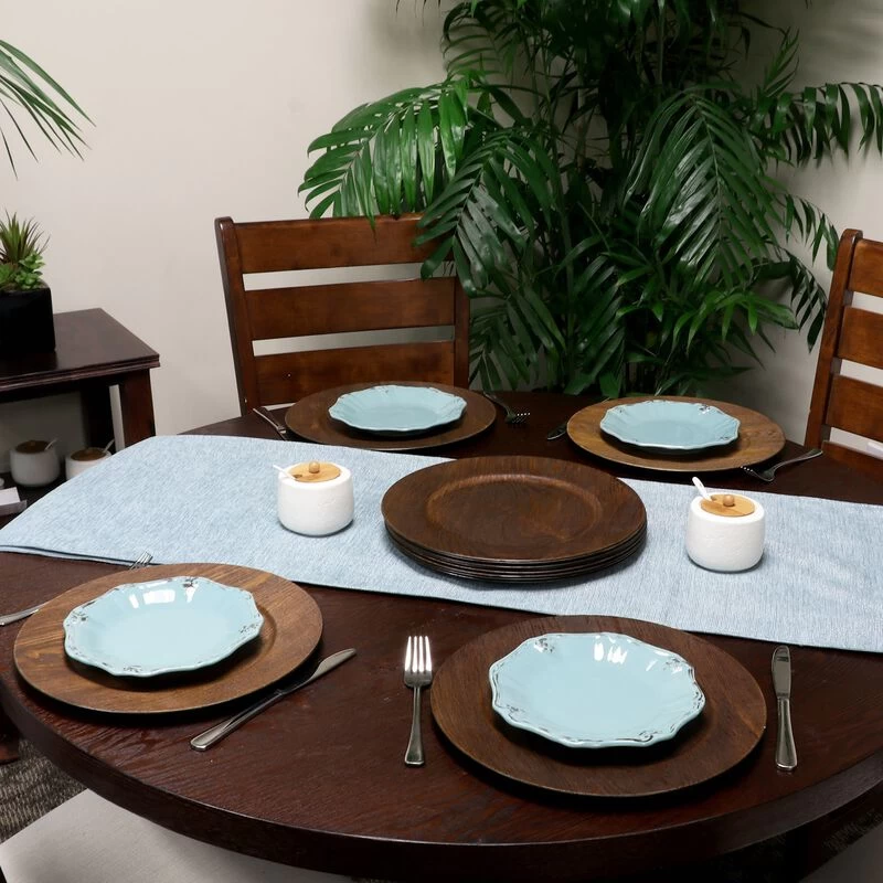 Gibson Home Feri 13" Wooden Skin Luxe Chargers, Set Of 12 - Image 4