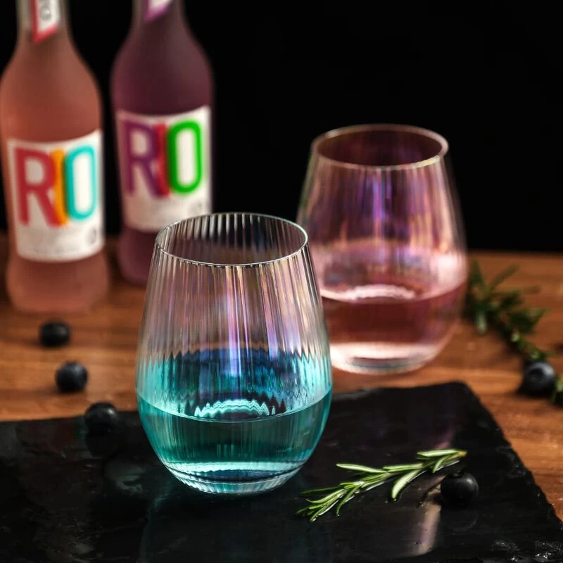 Grassi Iridescent Stemless Wine Glasses Set - Unique Cute Gift Idea Set Of 4 - Image 5