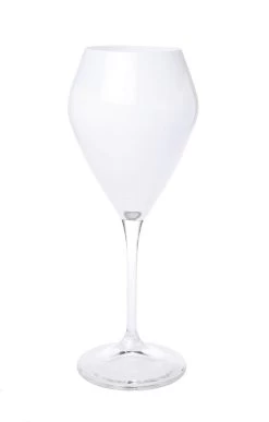 Set Of 6 Black V-Shaped Wine Glasses With Clear Stem White