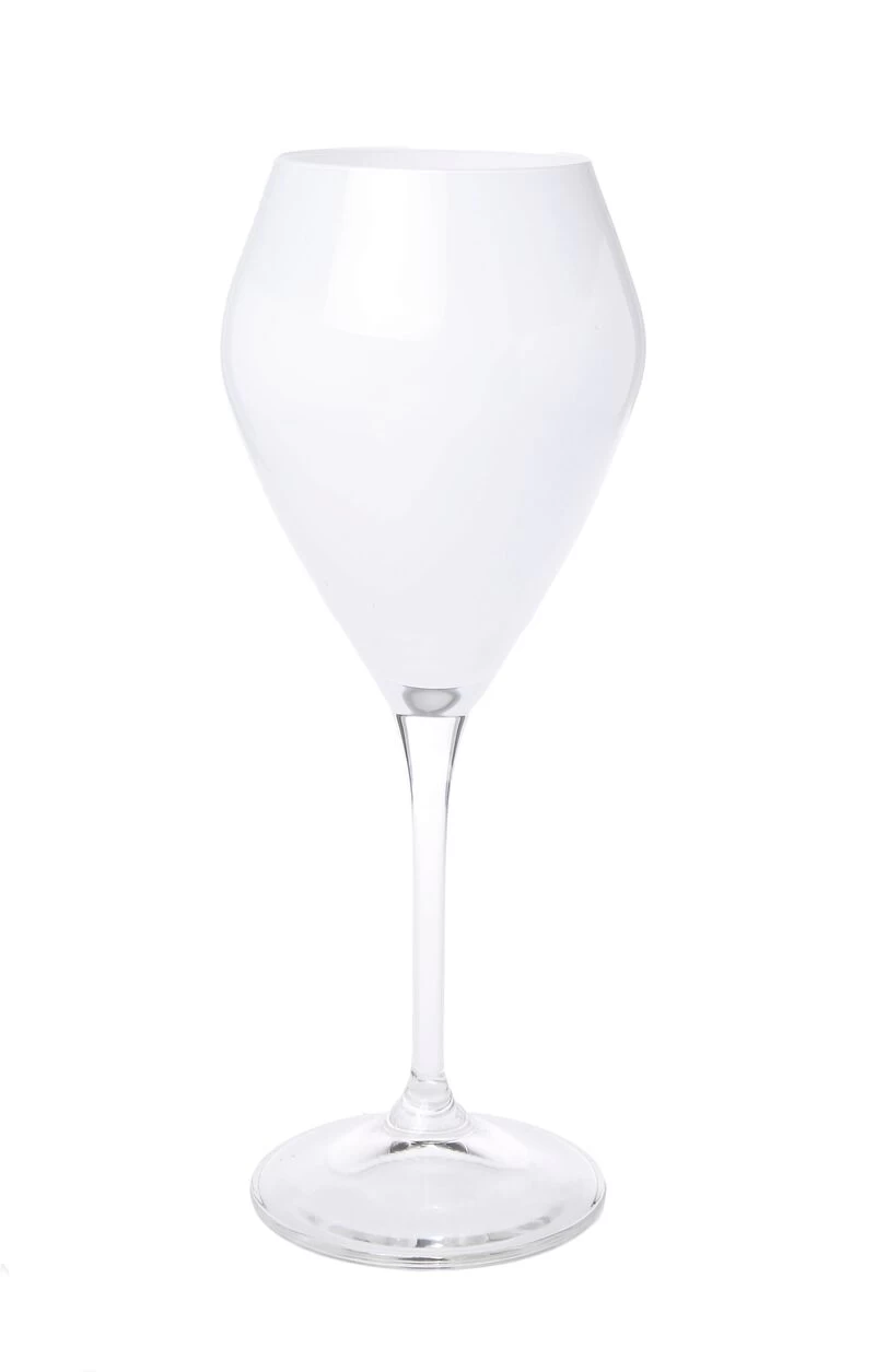 Set Of 6 Black V-Shaped Wine Glasses With Clear Stem White