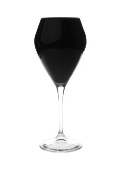 Set Of 6 Black V-Shaped Water Glasses With Clear Stem Black