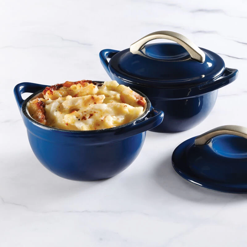 Cravings By Chrissy Teigen 2 Piece 4.7 Inch Enameled Cast Iron Mini Casserole Set In Blue - Image 4