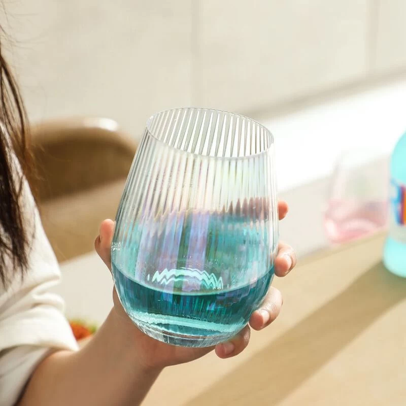 Grassi Iridescent Stemless Wine Glasses Set - Unique Cute Gift Idea Set Of 4 - Image 4