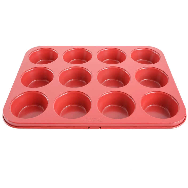 Martha Stewart 12-Cup Nonstick Carbon Steel Muffin Pan In Red - Image 2