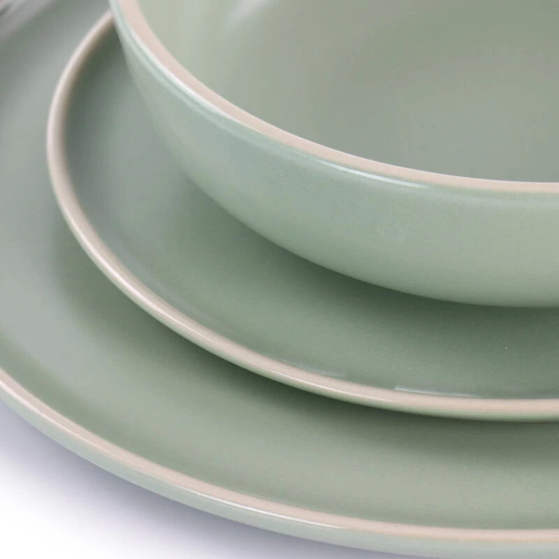Gibson Elite Serenade 12 Piece Round Stoneware Dinnerware Set In Green - Image 7