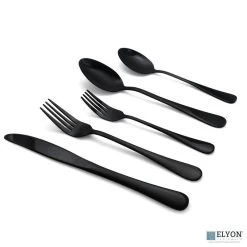 20-Piece Matte Black Flatware Set, Stainless Steel, Service For 4