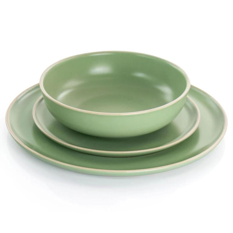 Gibson Elite Serenade 16 Piece Round Stoneware Dinnerware Set In Green - Image 2