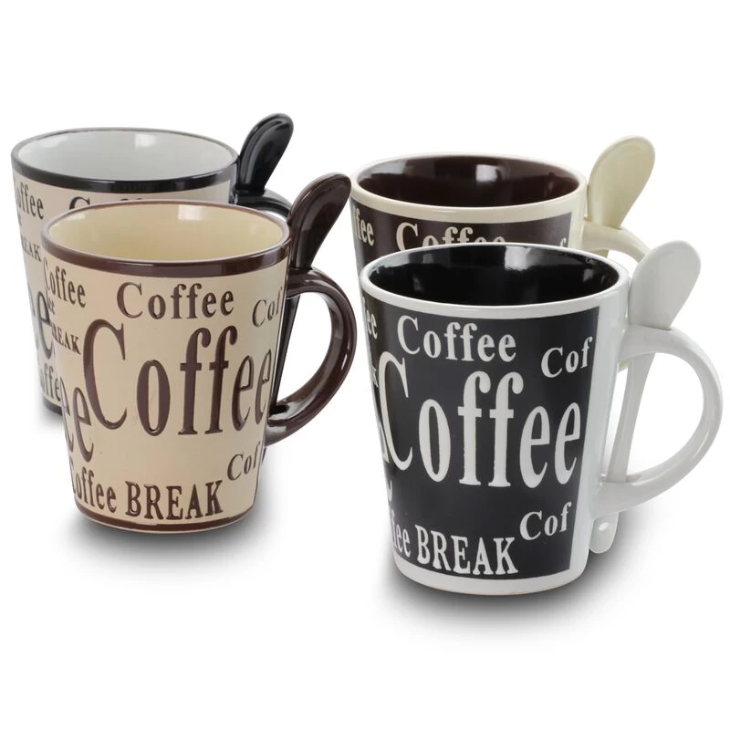 Gibson Bareggio 8 Piece 13 Ounce Coffee Mug With Spoon Set, Service For 4 - Image 7