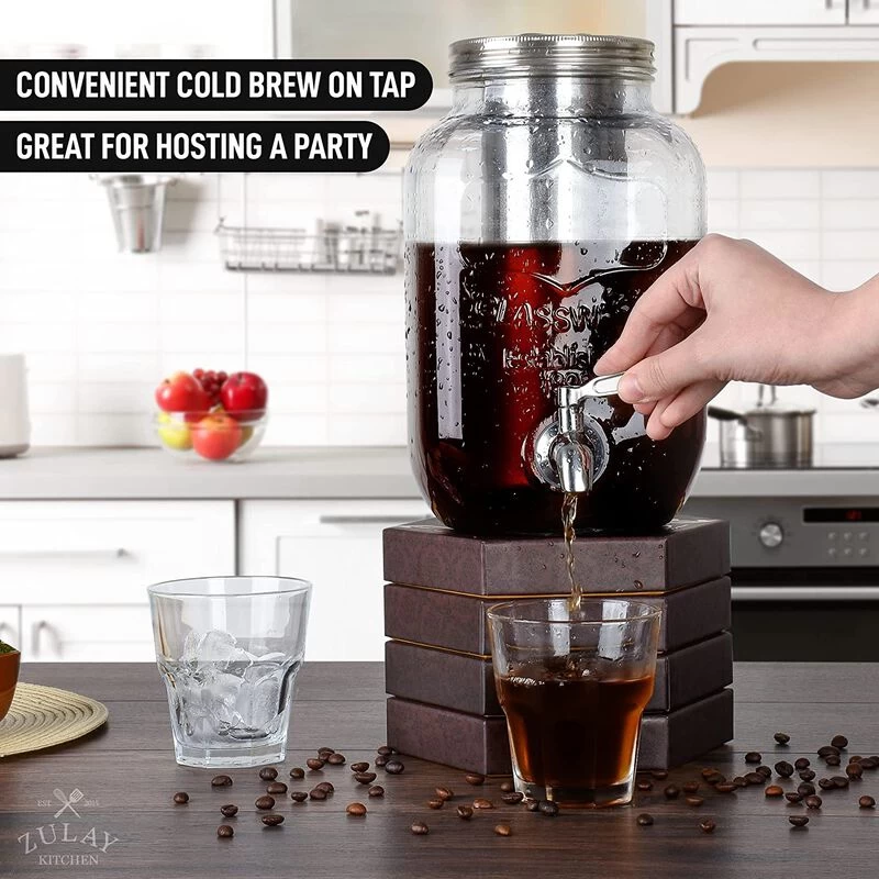 1 Gallon Cold Brew Coffee Maker With Glass Carafe And Stainless Steel Mesh Filter - Image 2