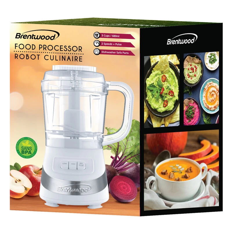 Brentwood FP-549W 3-Cup Food Processor In White - Image 3