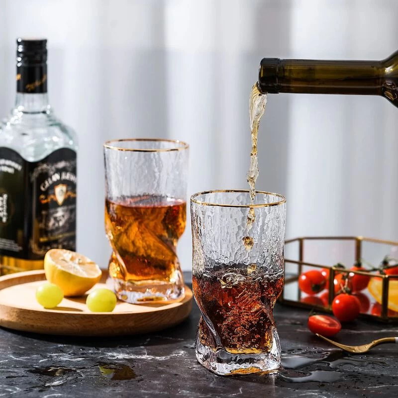 Grassi Gold Rimmed Hammer Twist Whiskey Glass (set Of 4) - Size: 3.14"W X 4.44" H - Image 4