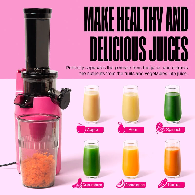 Ventray Essential Ginnie Juicer Compact Small Cold Press Masticating Slow Juicer Pink - Image 6