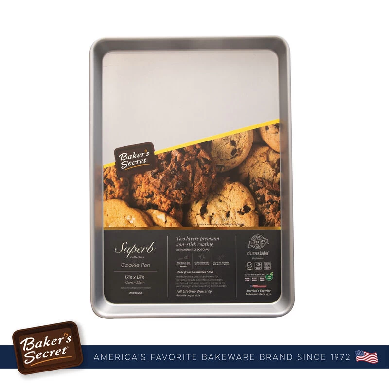 Baker's Secret Cookie Sheet, Double Layer Nonstick Coating, Aluminized Steel, Superb Collection Silver - Image 3