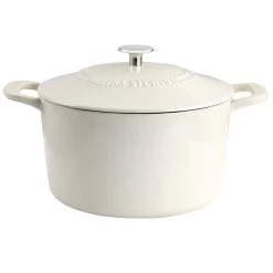 Martha Stewart Enameled Cast Iron 7 Quart Dutch Oven With Lid In Cream