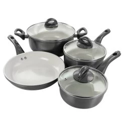 Gibson Home Hestonville 7 Piece Aluminum Nonstick Cookware Set In Grey With Bakelite Handles