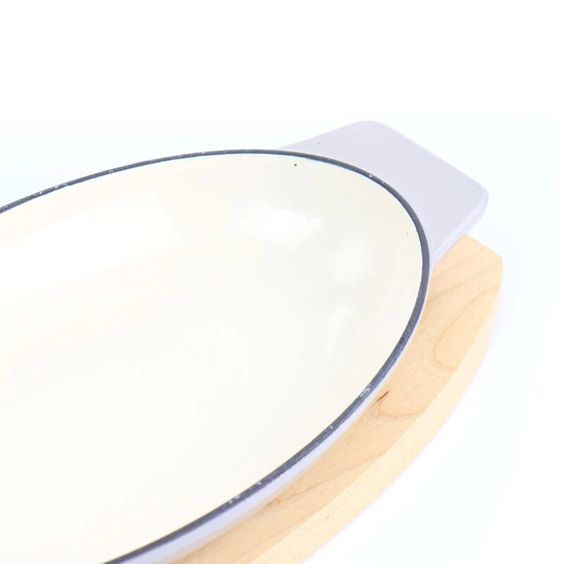 Martha Stewart Enameled Cast Iron 2 Piece Au Gratin Birch Wood Trivet Set - Image 7