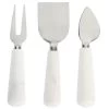 Laurie Gates California Designs Marble And Stainless Steel 3 Piece Cheese Knife Set In White
