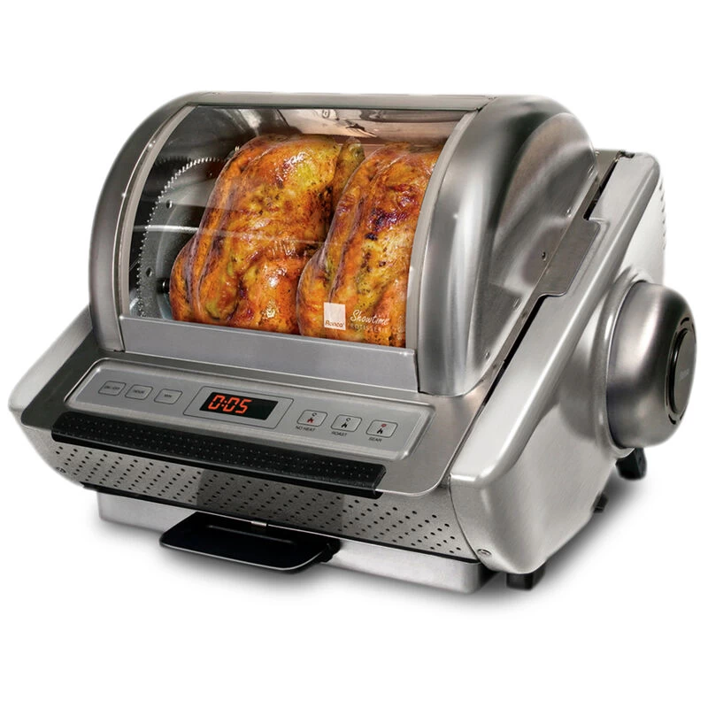Ronco EZ-Store Rotisserie Oven, Large Capacity (15lbs) Countertop Oven, Multi-Purpose Basket For Versatile Cooking, Digital Controls & Compact Storage Red