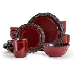 Elama Regency 16 Piece Luxurious Stoneware Dinnerware With Complete Setting For 4, 16pc