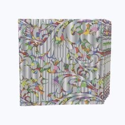 Fabric Textile Products, Inc. Napkin Set, 100% Polyester, Set Of 4, Silver 3D Paisley