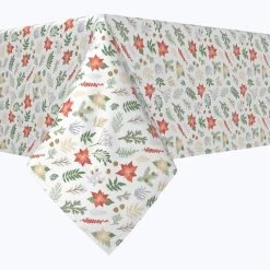 Fabric Textile Products, Inc. Square Tablecloth, 100% Polyester, Christmas Plants & Flowers Green