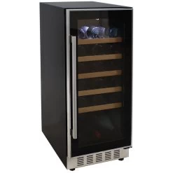 Sunnydaze Decor Sunnydaze 33-Bottle Stainless Steel Slim Single Zone Beverage Refrigerator Black
