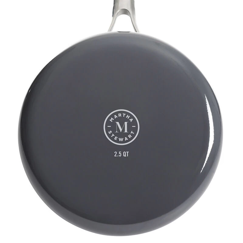 Martha Stewart Lockton 10 Piece Aluminum Nonstick Enamel Cookware Set In Gray With Lids - Image 7