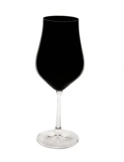 Set Of 6 Black Wine Glasses With Clear Stem Black