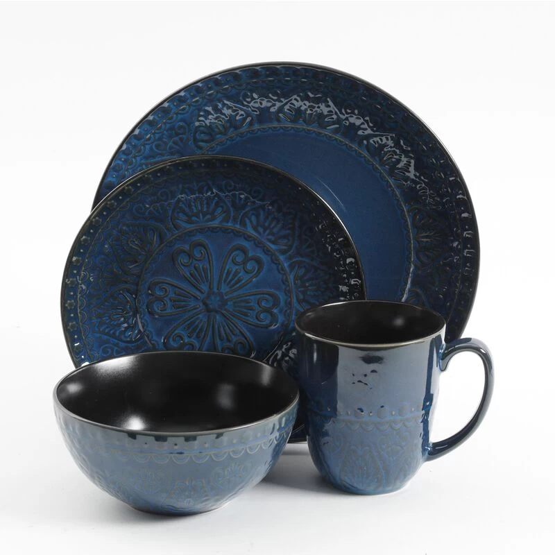 Gibson Elite Milanto 16 Piece Stoneware Dinnerware Set In Blue - Image 6