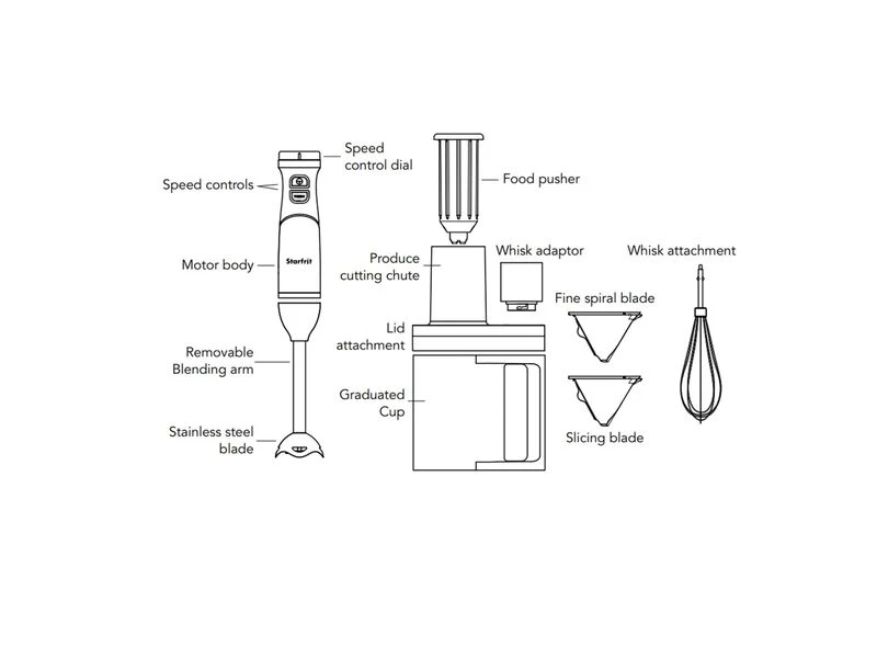 Starfrit - 4-in-1 Hand Blender Set, 10-Speed Variable Control, White - Image 7