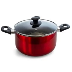 Oster® Oster Merrion 6 Quart Nonstick Aluminum Dutch Oven With Glass Lid In Red
