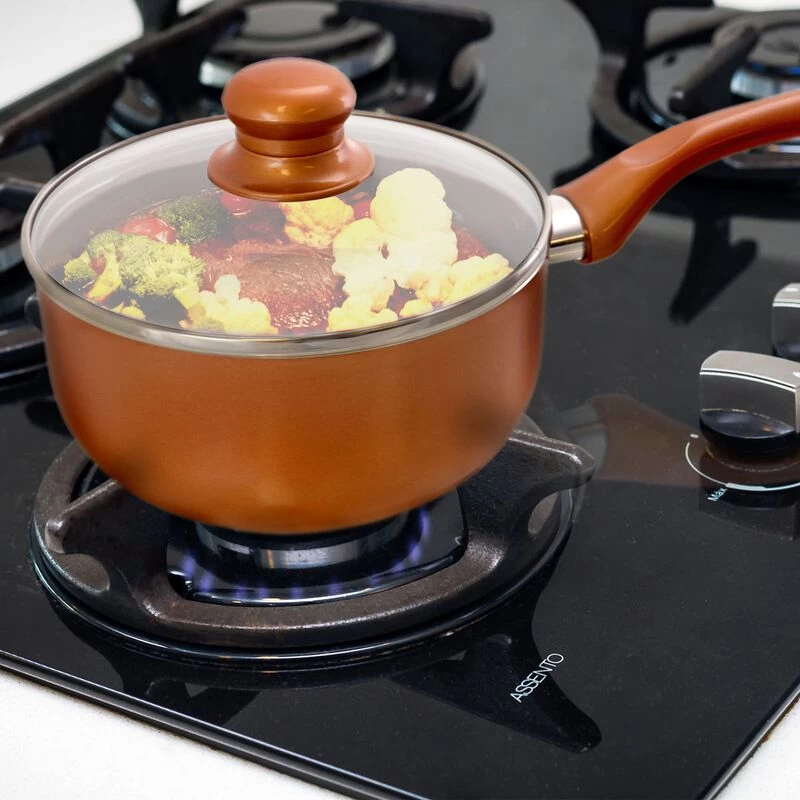 Better Chef 2 Qt. Copper Colored Ceramic Coated Saucepan With Glass Lid - Image 2