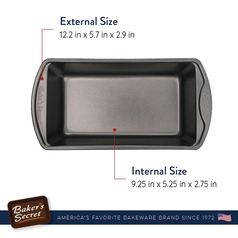 Baker's Secret 12" Loaf Pan, Thick Carbon Steel & Non-stick Coating, 9" Baking Capacity, Dark Gray Classic Line - Image 2