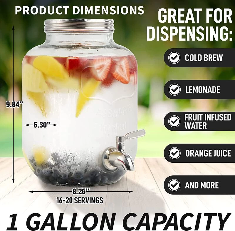 1 Gallon Cold Brew Coffee Maker With Glass Carafe And Stainless Steel Mesh Filter - Image 5