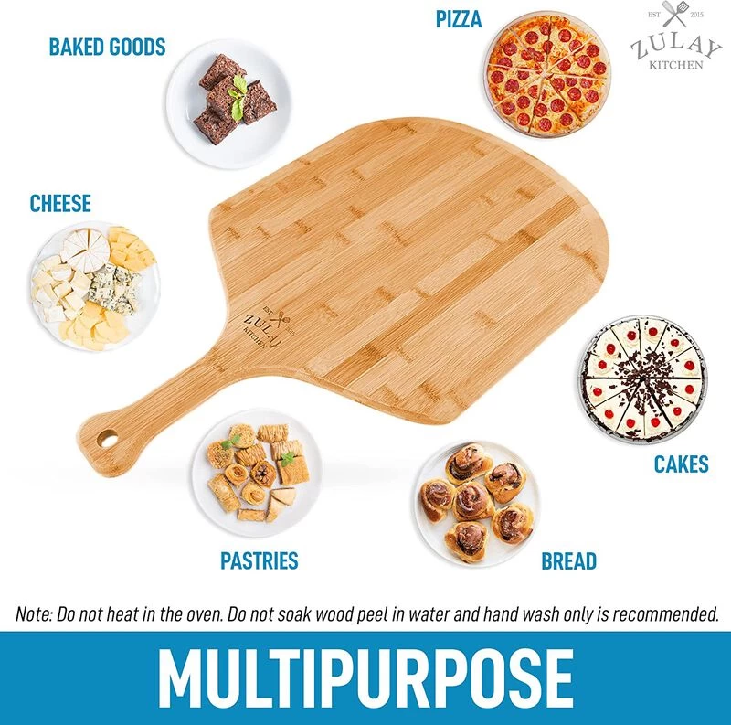 Authentic Bamboo Pizza Paddle With Easy Glide Edges & Handle For Baking (Large 15") - Image 5