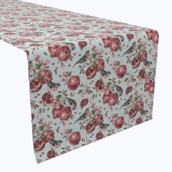 Fabric Textile Products, Inc. Table Runner, 100% Cotton, Pomegranate Trees & Birds Blue