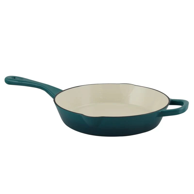 Crock-Pot Crock Pot Artisan 10 In. Round Enameled Cast Iron Skillet In Teal Ombre - Image 5