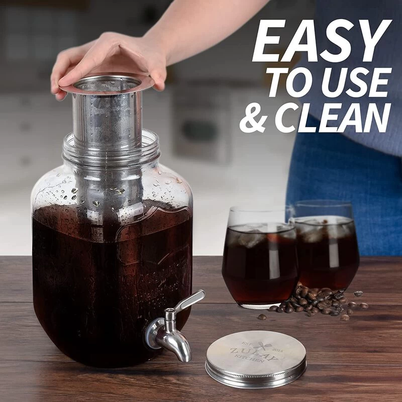 1 Gallon Cold Brew Coffee Maker With Glass Carafe And Stainless Steel Mesh Filter - Image 8