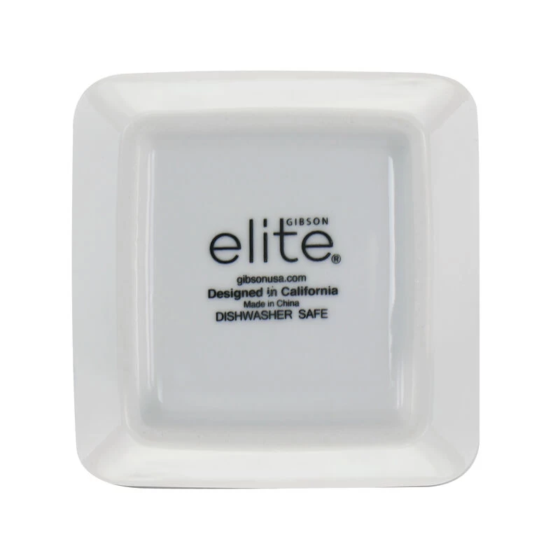 Gibson Elite Gracious Dining 4 Piece Fine Ceramic Tidbit Dish Set With Acacia Wood Base - Image 5