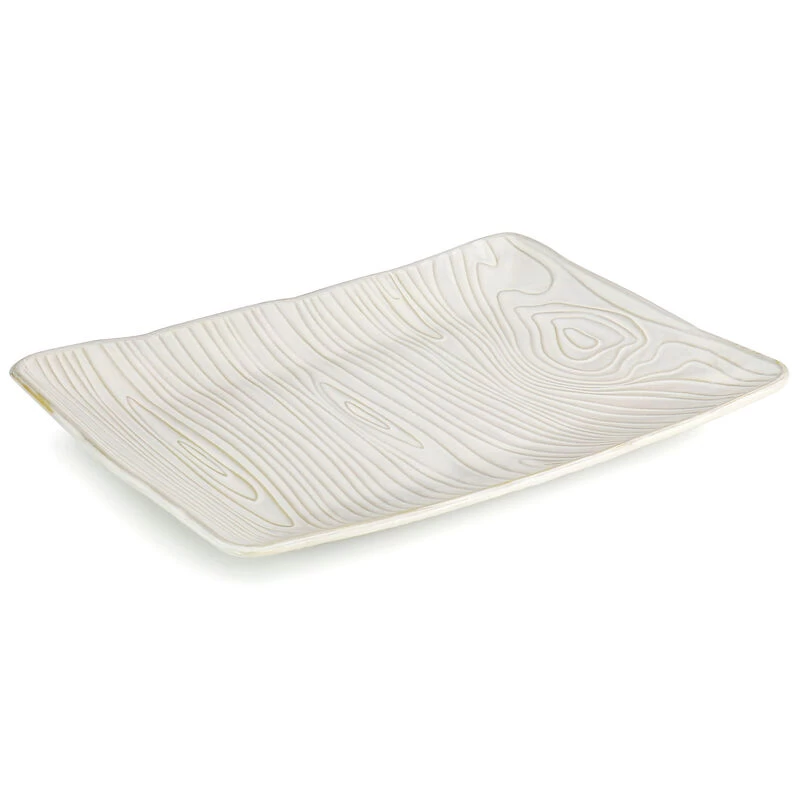 Martha Stewart 14in Stoneware Wood Pattern Serving Plate - Image 2