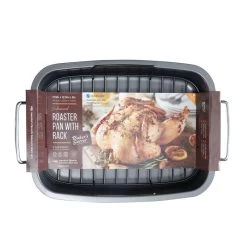 Baker's Secret Heavy Gauge Roaster Rack, 0.9mm Carbon Steel, Non-stick Coating, Essentials Line, Dark Gray