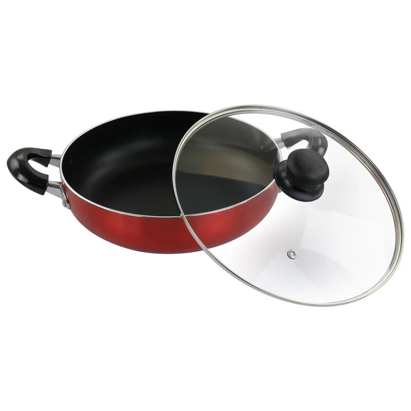 Better Chef 10 Inch Red Aluminum Deep Frying Pan With Glass Lid - Image 6