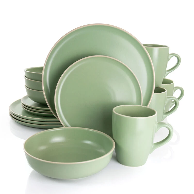 Gibson Elite Serenade 16 Piece Round Stoneware Dinnerware Set In Green - Image 10